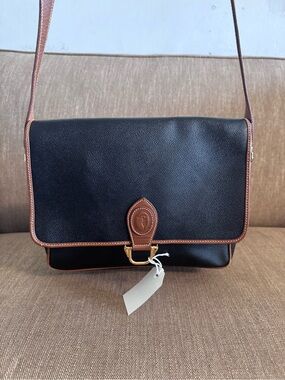 Trussardi Black and Brown Leather Shoulder Bag with Gold Hardware